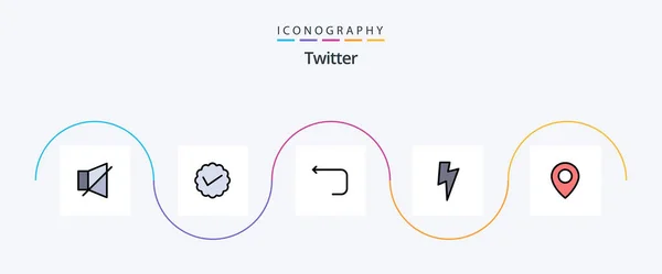Twitter Line Filled Flat Icon Pack Including Location Media Twitter — Archivo Imágenes Vectoriales