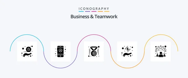 Business Teamwork Glyph Icon Pack Including Work Community Dollar Business — ストックベクタ