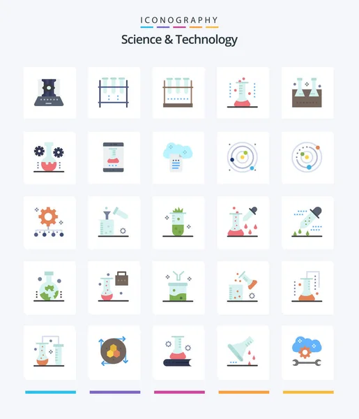 Creative Science Technology Flat Icon Pack Online Laboratory Lab App — Stock Vector
