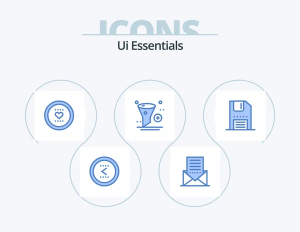 Essentials Blue Icon Pack Icon Design Application Add Interface Romance — Stockvector