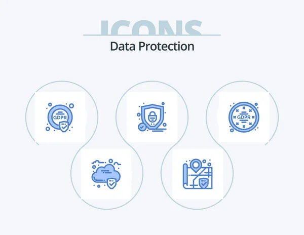 Data Protection Blue Icon Pack Icon Design Regulations Privacy Shield — Stock Vector