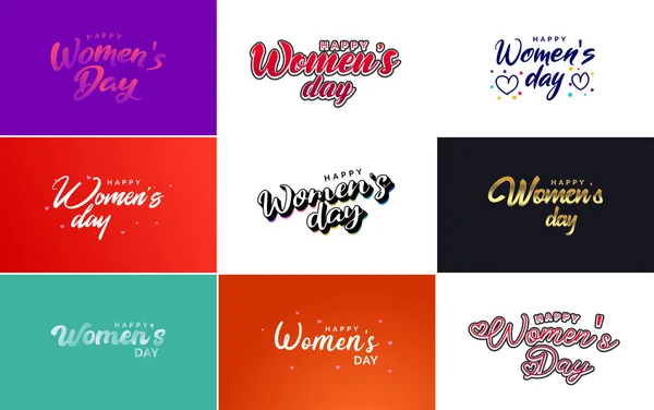 March Typographic Design Set Happy Women Day Text — 图库矢量图片