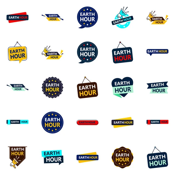 Earth Hour Vector Pack High Quality Banners Eco Friendly Advertising — Archivo Imágenes Vectoriales