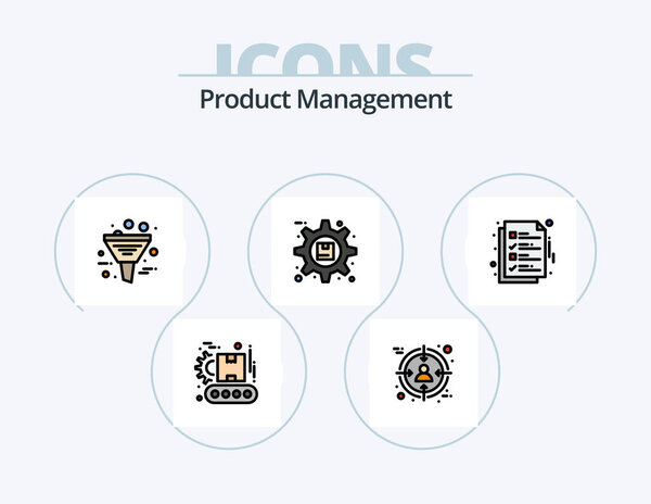 Product Management Line Filled Icon Pack 5 Icon Design. mind. thinking. goods. idea. product