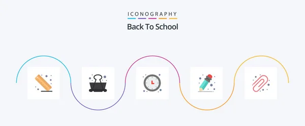 Back School Flat Icon Pack Including Education Time Back School — Stock Vector