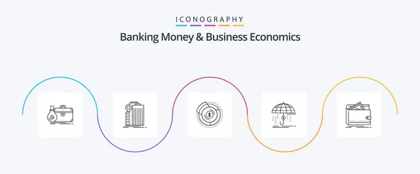 Banking Money Business Economics Line Icon Pack Including Insurance Finance — 图库矢量图片