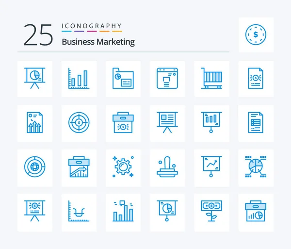 Business Marketing Blue Color Icon Pack Including Finance Business Records — Vettoriale Stock