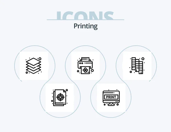Printing Line Icon Pack Icon Design Color Swatch Imaging Extension — Stockvector
