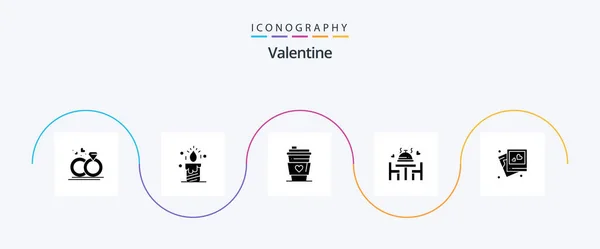 Valentine Glyph Icon Pack Including Drink Love Candle Day Valentine — Stockový vektor