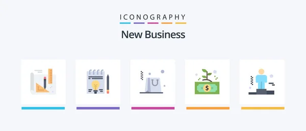 New Business Flat Icon Pack Including Competitive Money Bag Leaf — Stockvector