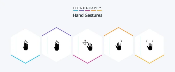 Hand Gestures Glyph Icon Pack Including Hand Hand Cursor Hold — Vetor de Stock