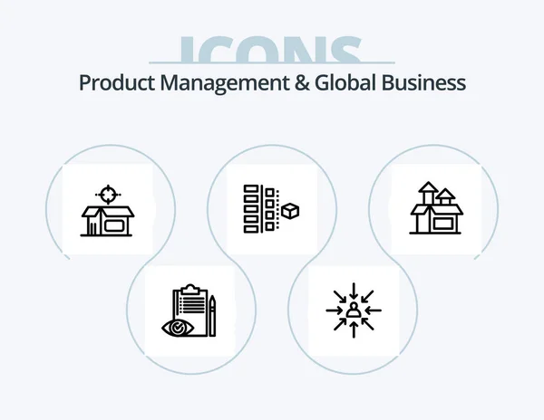 Product Managment Global Business Line Icon Pack Icon Design Management — стоковый вектор