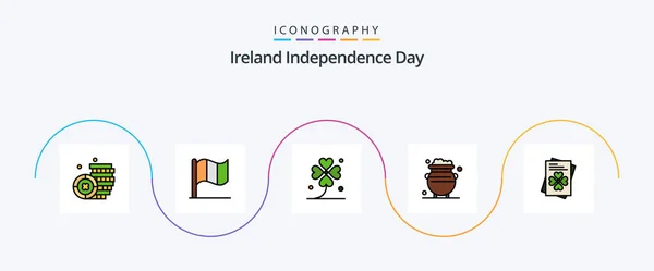 Ireland Independence Day Line Filled Flat Icon Pack Including World — Stockvektor