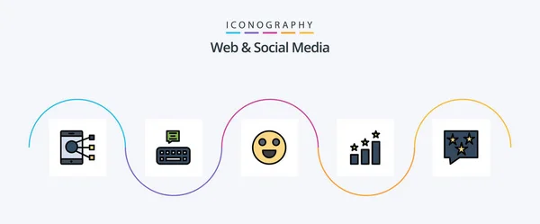 Web Social Media Line Filled Flat Icon Pack Including Rate — Image vectorielle