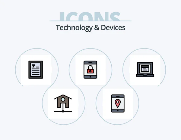 Devices Line Filled Icon Pack Icon Design Mobile Smartphone Backup — Vetor de Stock