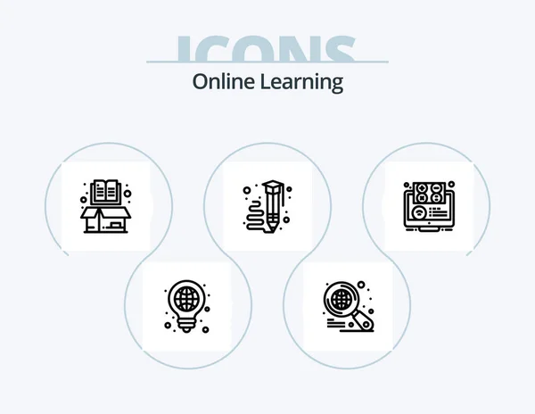 Online Learning Line Icon Pack Icon Design Learning Learning Information — Vector de stock