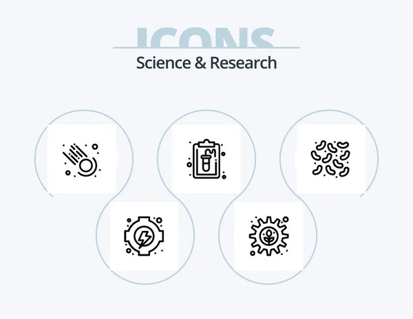 Science Line Icon Pack Icon Design Lab Document Blub Clipboard — Stok Vektör