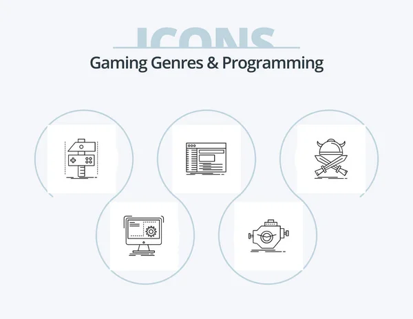 Gaming Genres Programming Line Icon Pack Icon Design Robot Autonomous — Stock Vector