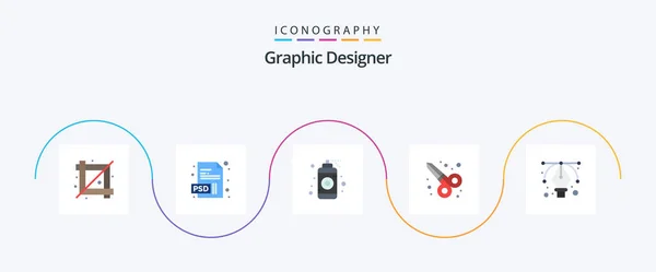 Graphic Designer Flat Icon Pack Including Graphic Graphic Design Scissor — Wektor stockowy
