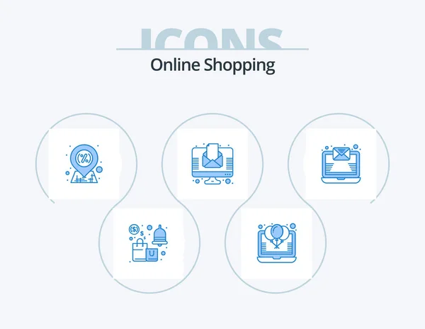 Online Shopping Blue Icon Pack Icon Design Newsletter Letter Party — ストックベクタ