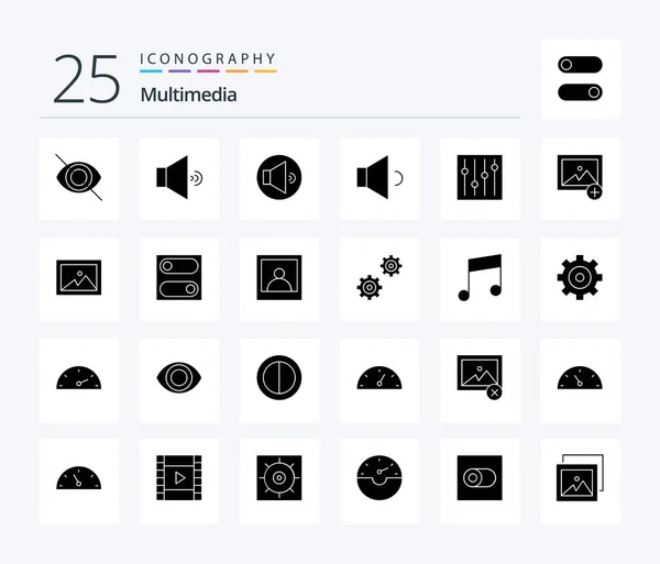 Multimedia Solid Glyph Icon Pack Including Toggle Preferences Tuning Photo — Vector de stock