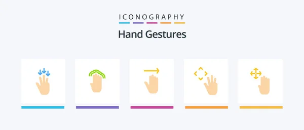 Hand Gestures Flat Icon Pack Including Hand Multiple Tap Hand — Vetor de Stock