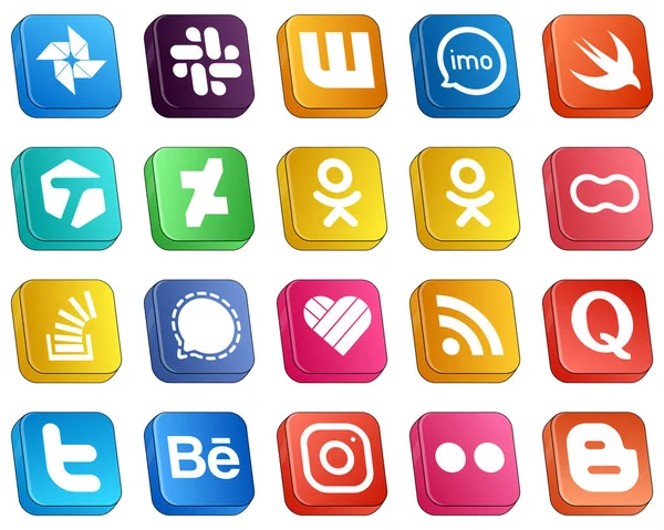 Isometric Social Media Brand Icons Pack Overflow Question Tagged Stockoverflow — Stok Vektör