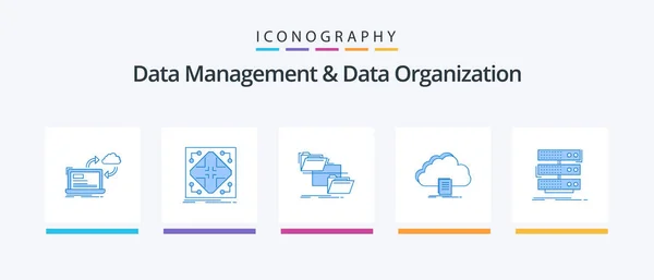 Data Management Data Organization Blue Icon Pack Including Document Cloud — Vetor de Stock