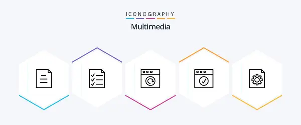 Multimedia Line Icon Pack Including Reload File Control — 图库矢量图片