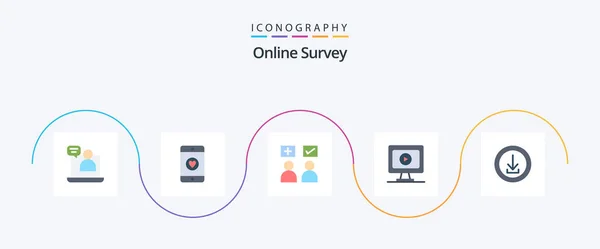 Online Survey Flat Icon Pack Including Download Apps Education Play — Stock Vector