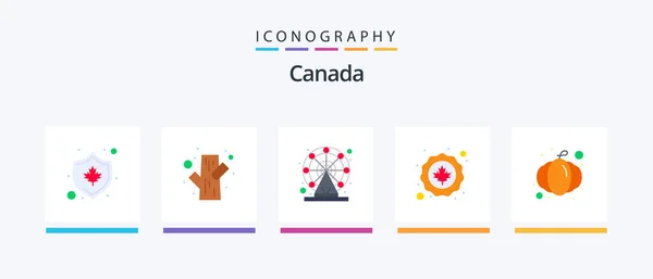 Canada Flat Icon Pack Including Halloween Leaf Canada Flag Canada — 图库矢量图片