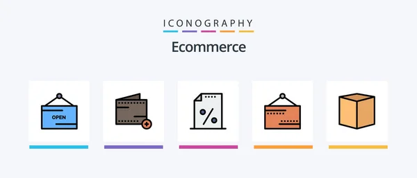 Ecommerce Line Filled Icon Pack Including Shopping Delete Sent Cart — Stockvektor