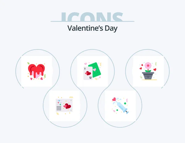 Valentines Day Flat Icon Pack Icon Design Life Heart Love — Vetor de Stock
