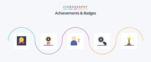 Achievements Badges Flat Icon Pack Including Performance Award Award Best — Stock vektor