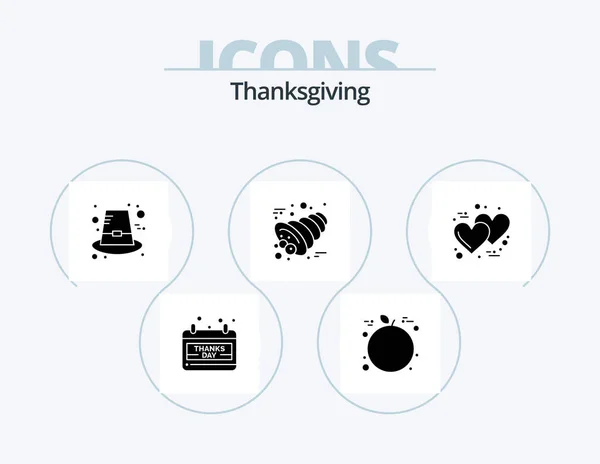 Thanksgiving Glyph Icon Pack Icon Design Romantic Day Hat Thanksgiving — Stockvektor