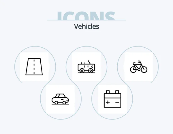 Vehicles Line Icon Pack Icon Design Car Jeep — Vettoriale Stock