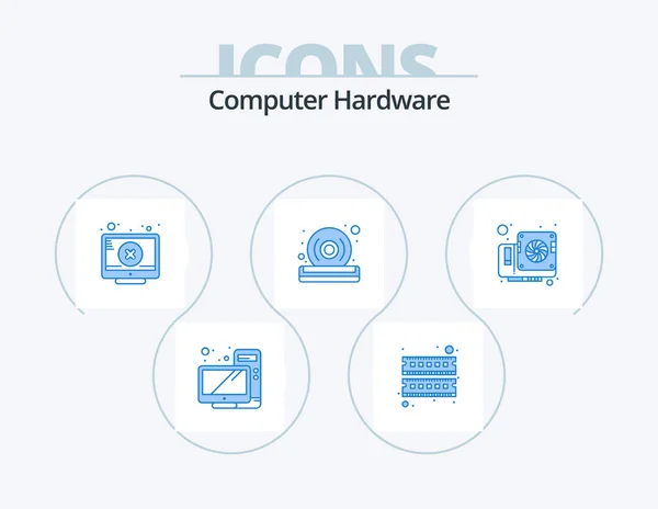 Computer Hardware Blue Icon Pack Icon Design Computer Player Screen — Stock vektor