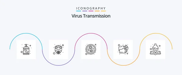 Virus Transmission Line Icon Pack Including Medical Washing Bacteria Wash — ストックベクタ