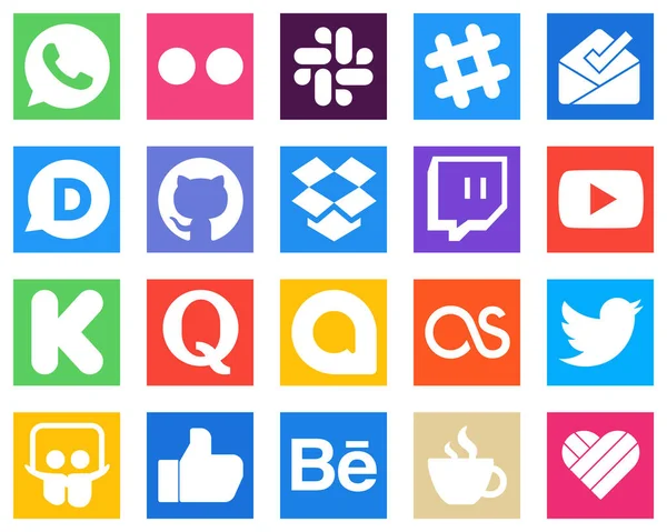 Social Media Icons Your Designs Lastfm Question Dropbox Quora Kickstarter — Stock Vector