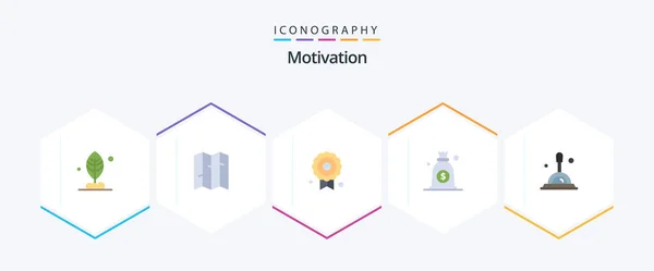 Motivation Flat Icon Pack Including Quality Deep Search Search — стоковый вектор
