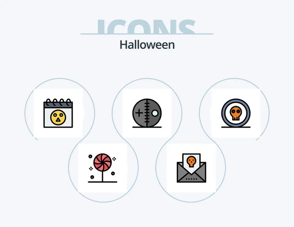 Halloween Line Filled Icon Pack Icon Design Costume Halloween Board — Stock Vector