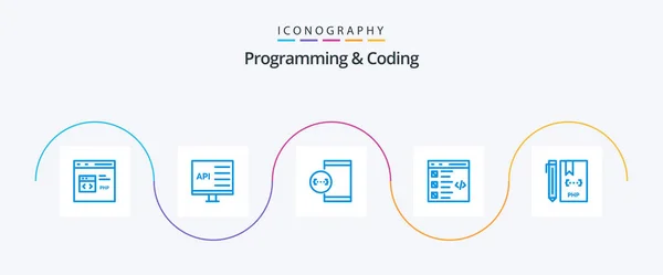 Programming Coding Blue Icon Pack Including Develop Check Develop Device — Stock vektor