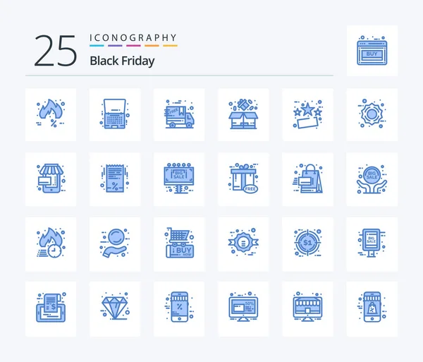 Black Friday Blue Color Icon Pack Including Discount Percentage Notebook — Stockvector