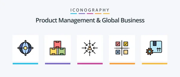 Product Managment Global Business Line Filled Icon Pack Including Release — ストックベクタ