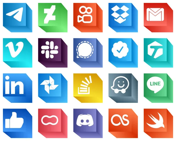 Social Media Brand Icons Digital Media Icons Pack Linkedin Twitter — Stock vektor