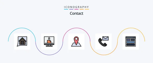 Contact Line Filled Flat Icon Pack Including Contacts Contact Desktop — Stockvektor