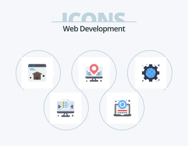 Web Development Flat Icon Pack Icon Design Web Gear Browser — Image vectorielle