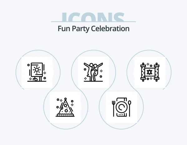 Party Line Icon Pack Icon Design Lollipop Wine Card Ice — Stok Vektör