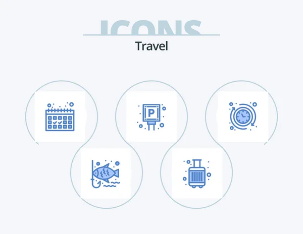 Travel Blue Icon Pack Icon Design Hours Calendar Sign Lot — Stockvector