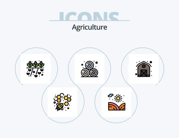 Agriculture Line Filled Icon Pack Icon Design Seed Farming Plant — Vetor de Stock